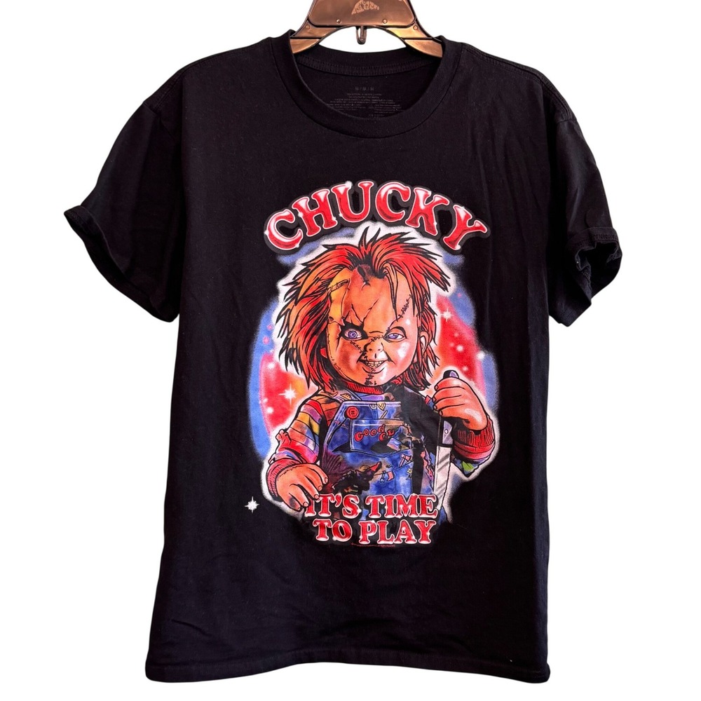 Chucky Childs Play Its Time To Play Horror‎ Movie Graphic T-Shirt Black Medium